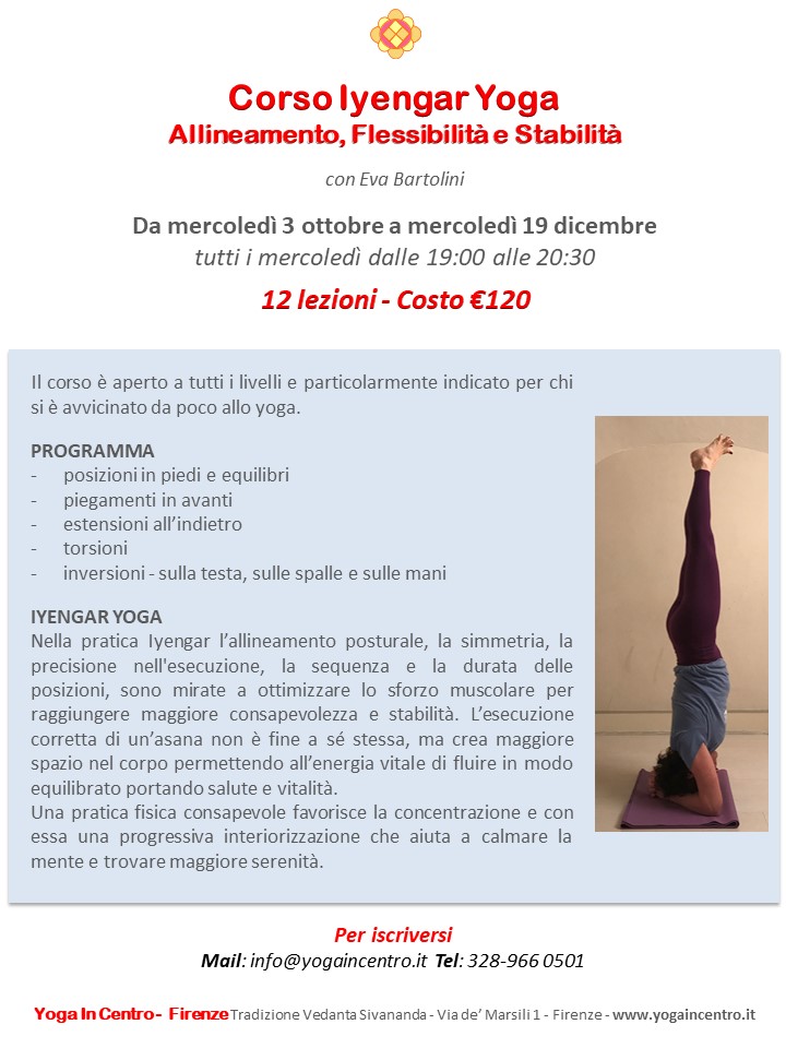 Corso Iyengar Yoga Allineamento, Flessibilità e Stabilità